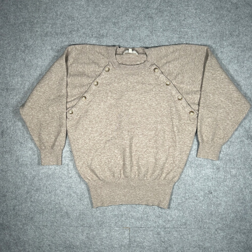 Ripe Maternity Sweater Women Small Tan Button Detail Raglan Sleeve Wool Blend